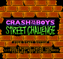 Crash 'n' the Boys: Street Challenge title screen for NES